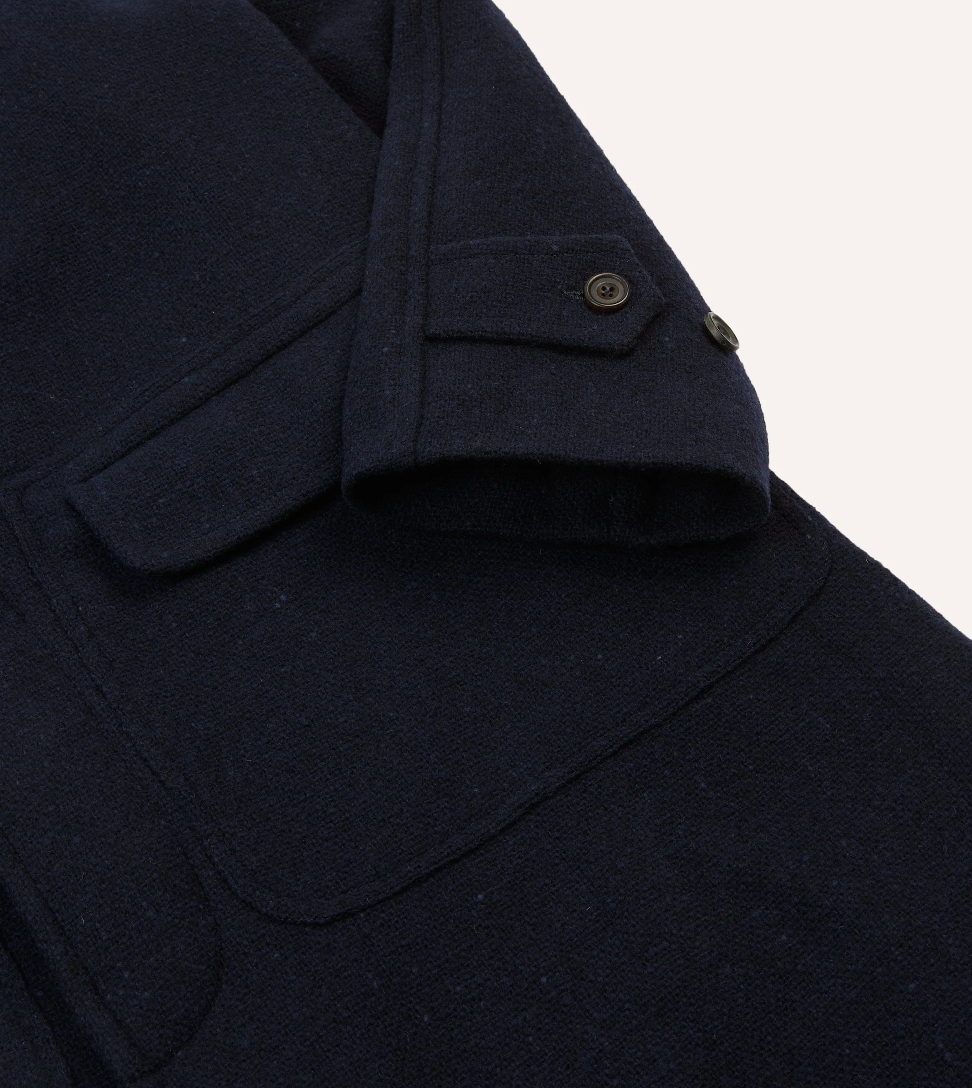 Navy Donegal Wool Raglan Coat