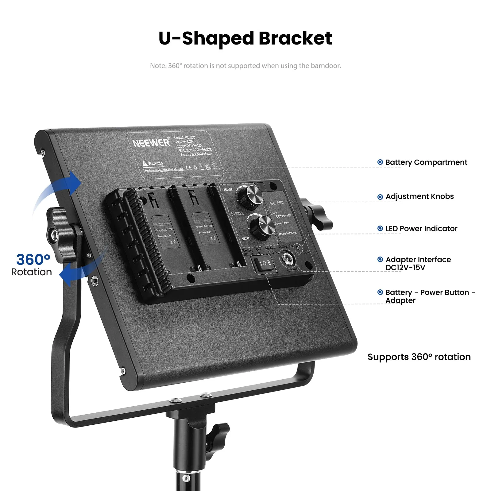 NEEWER 2 Pack NL660 Bi-Color 660 LED Video Light and Stand Kit