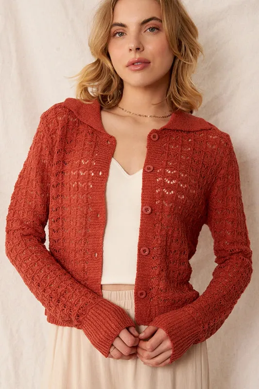 norah cardigan - rust