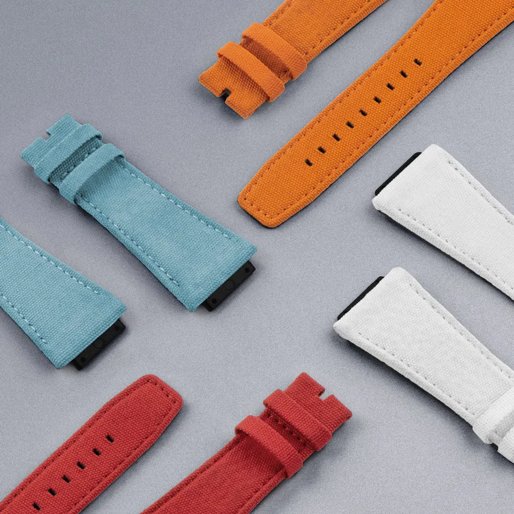 Nylon Leather Watch Strap | Orange 21cm