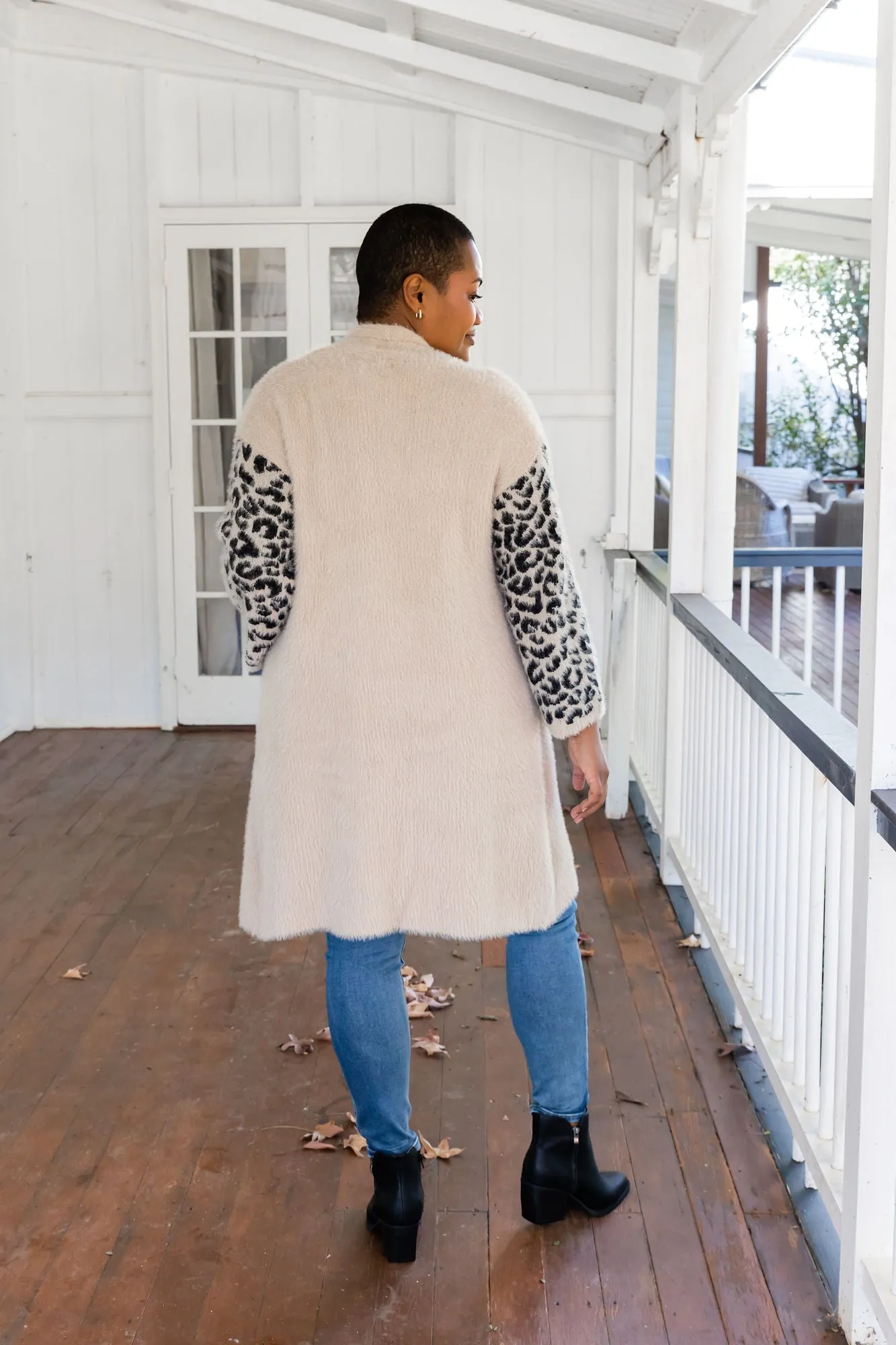 Oakland Leopard Cardigan in Beige