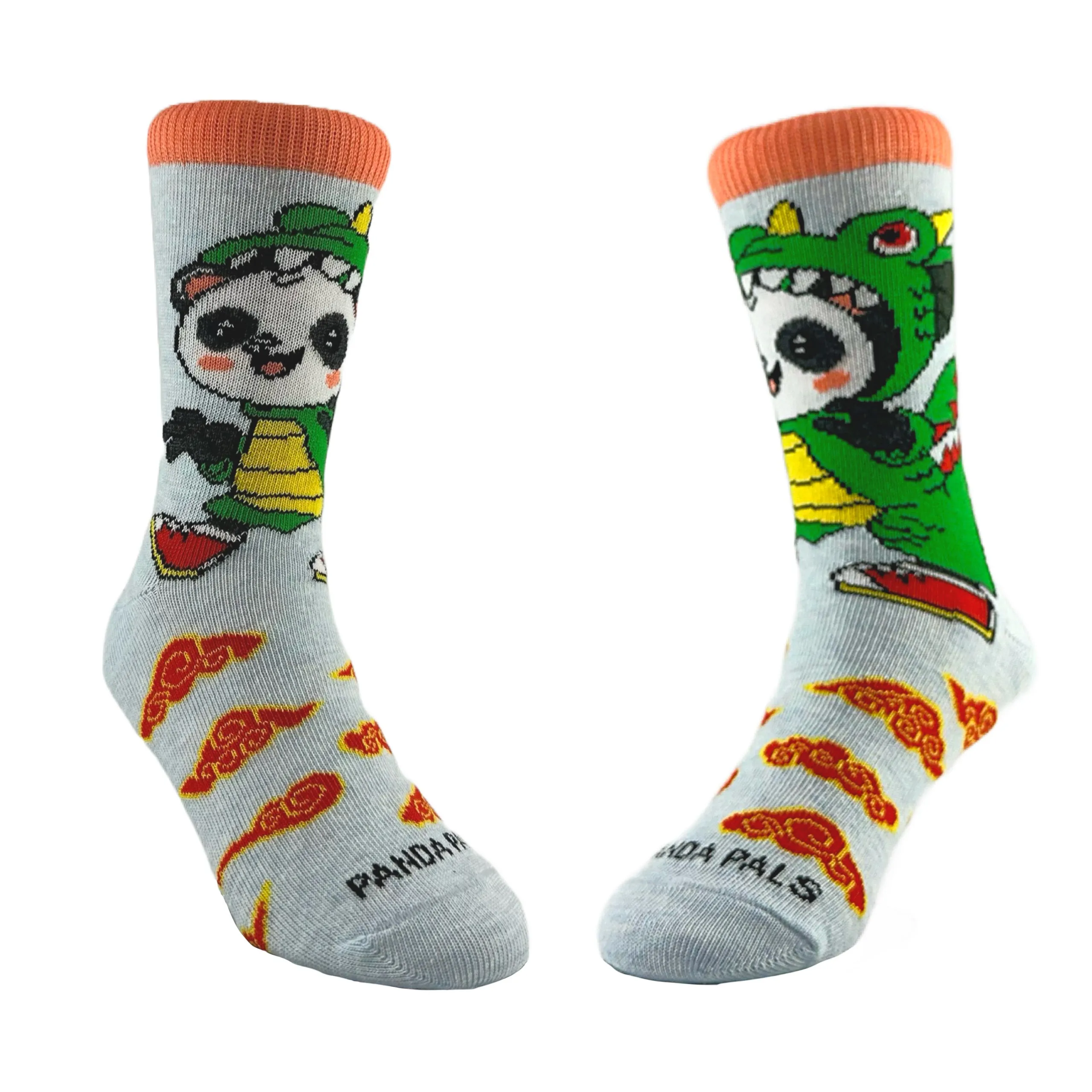 Panda Wearing Dragon Costume Socks for Kids (Ages 3-7)