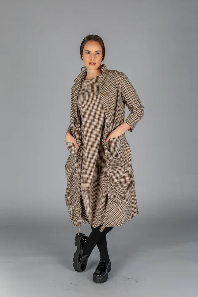 Paolo Tricot Sale, WT220841 Long Open Ruched Coat 50% Off Regular Price