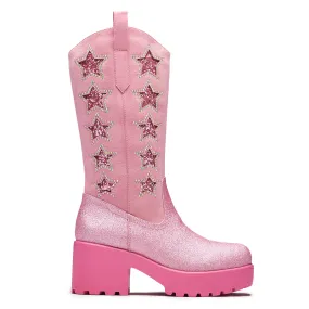 Pastel Supernova Chunky Western Boots - Pink