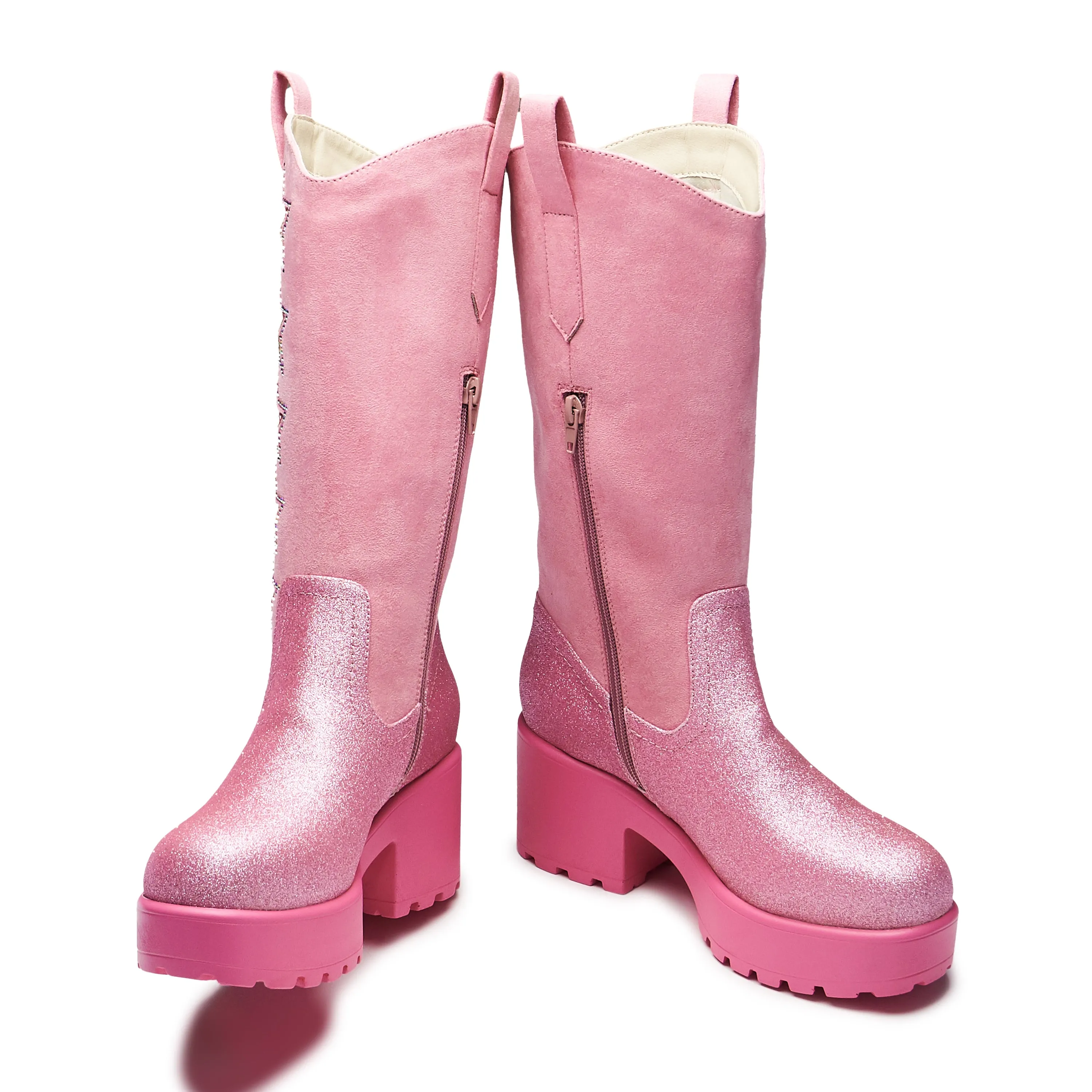 Pastel Supernova Chunky Western Boots - Pink