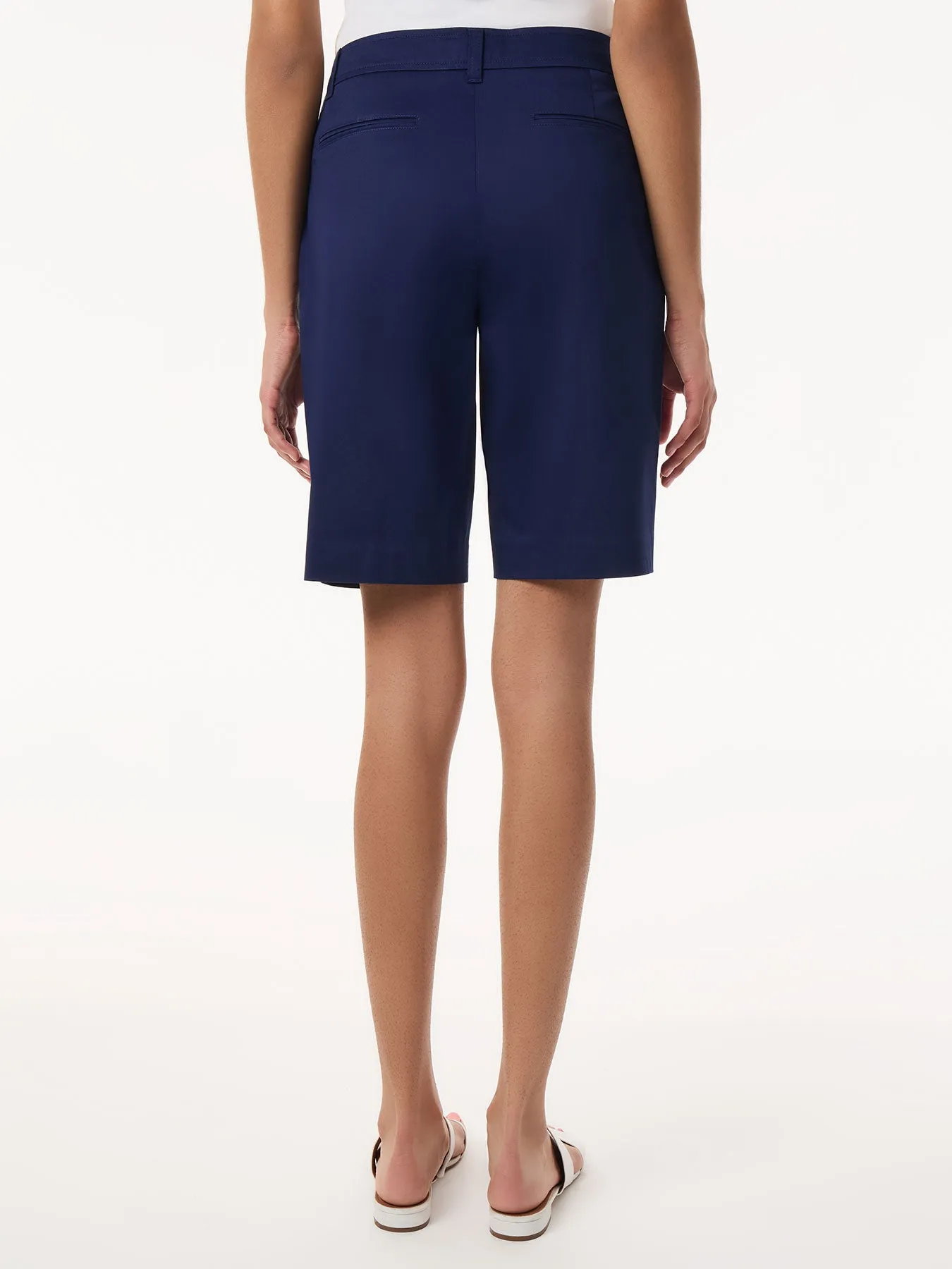 Petite Solid Fly Front Bermuda Short