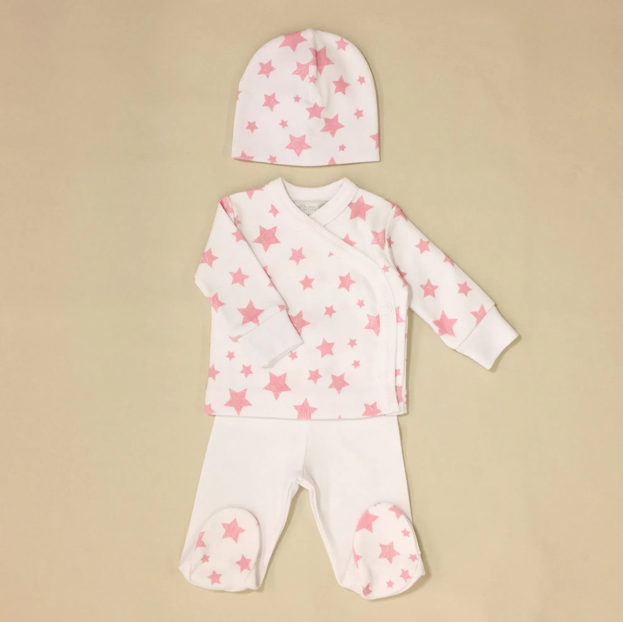 Pink Stars Layette Set Long Sleeve