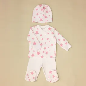 Pink Stars Layette Set Long Sleeve