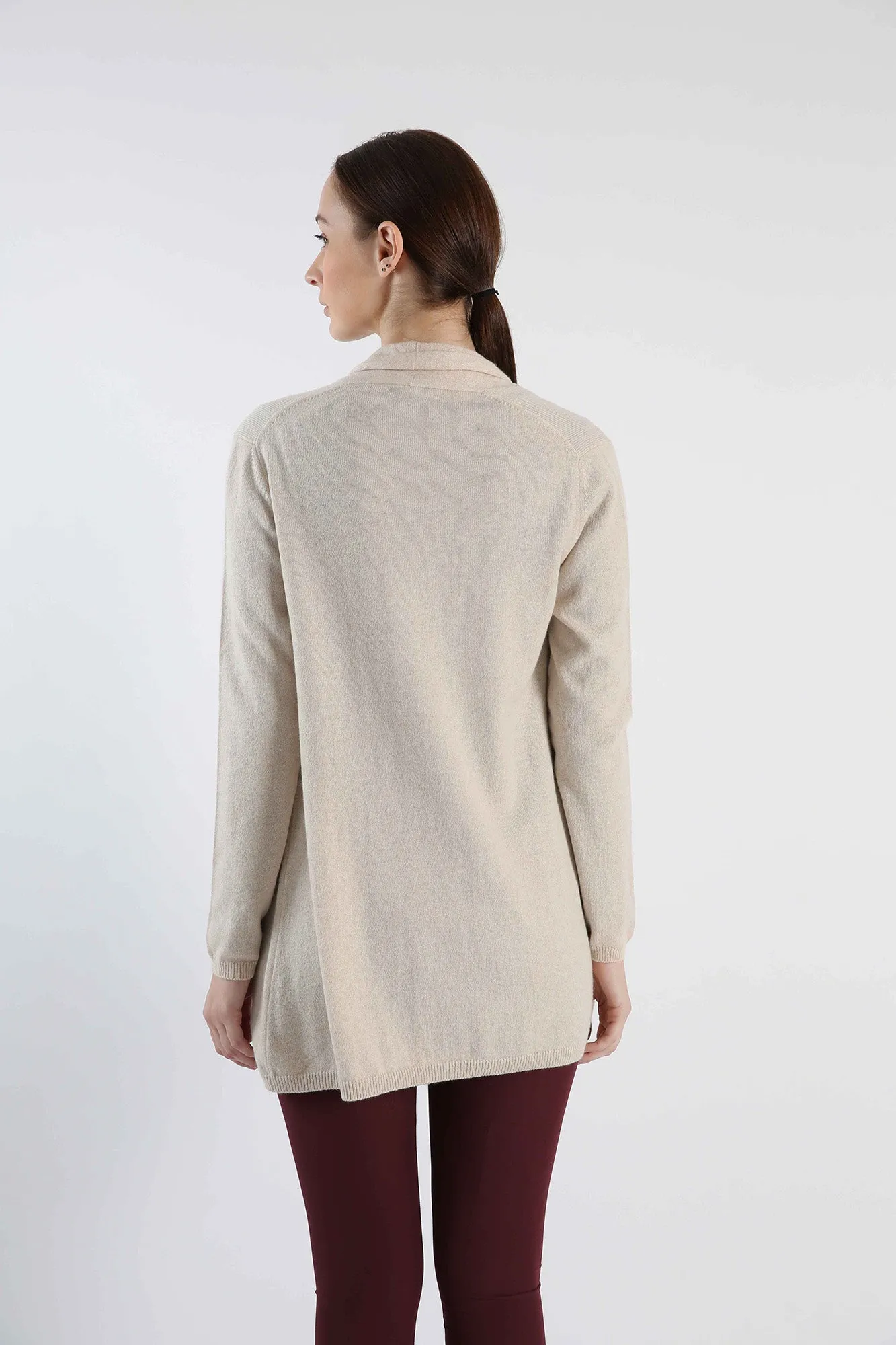 Pure Cashmere Draped Cardigan - Soft Taupe