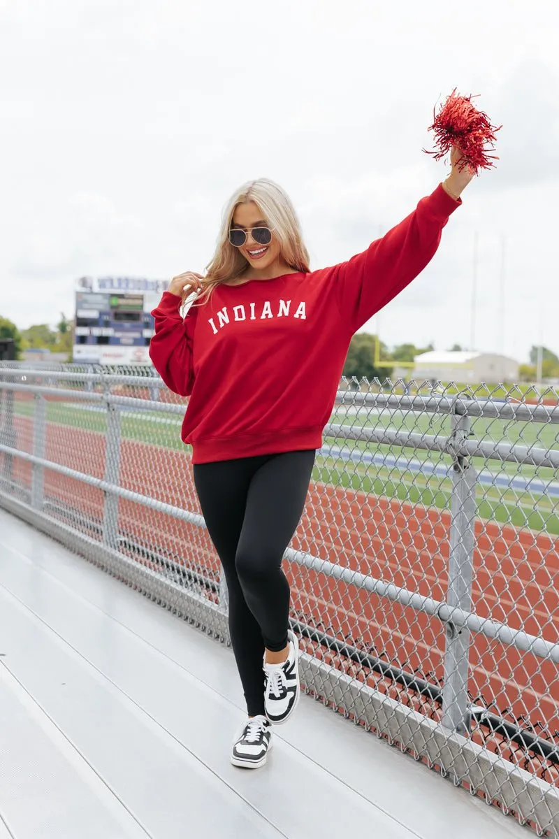 Red Indiana Boat Neck Sweatshirt