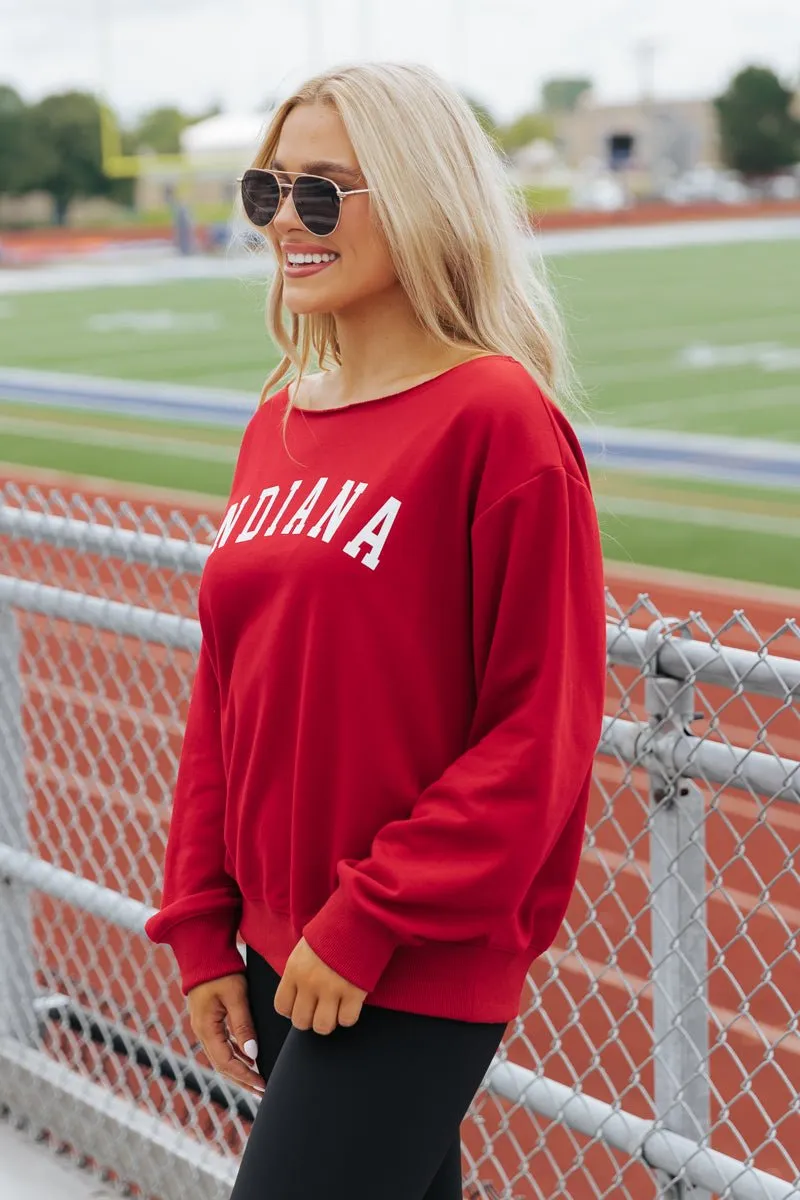 Red Indiana Boat Neck Sweatshirt