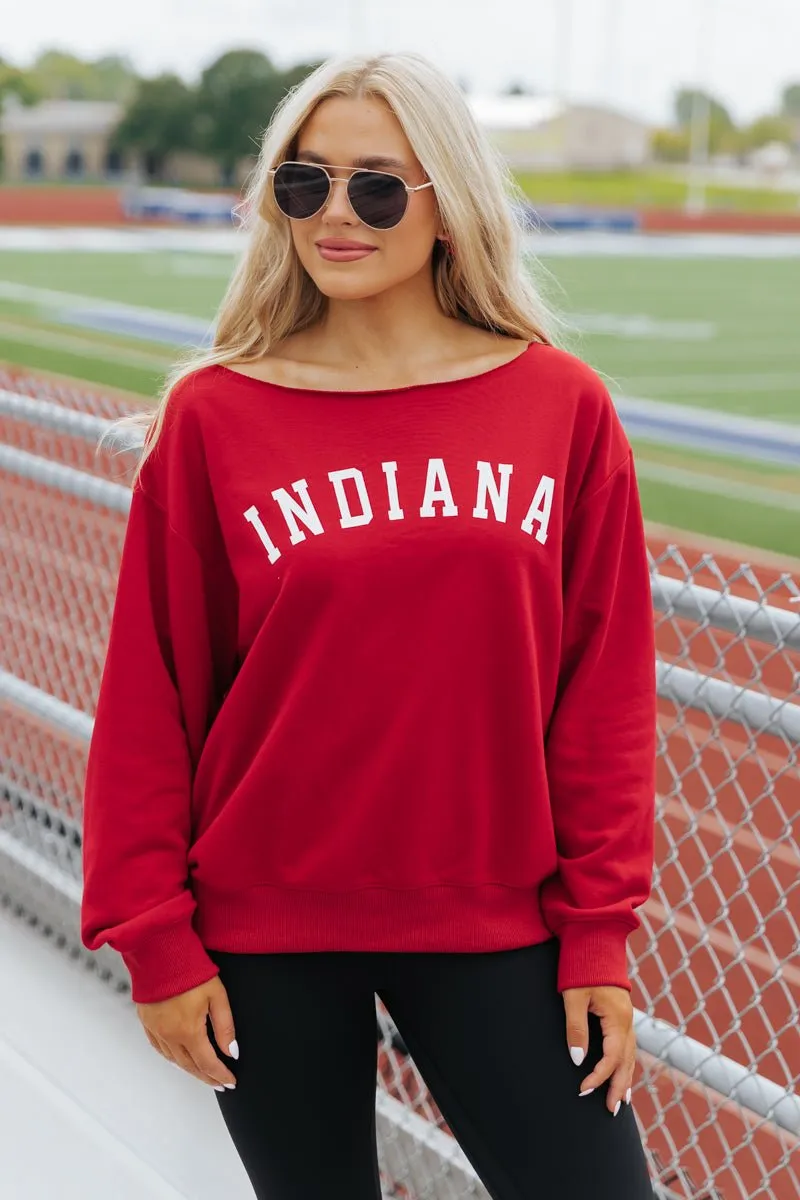 Red Indiana Boat Neck Sweatshirt