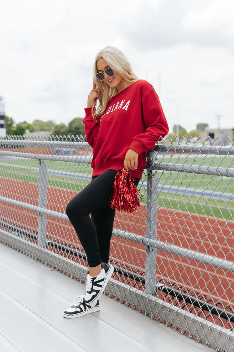 Red Indiana Boat Neck Sweatshirt