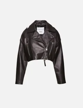 Remi Cropped Leather Biker Jacket