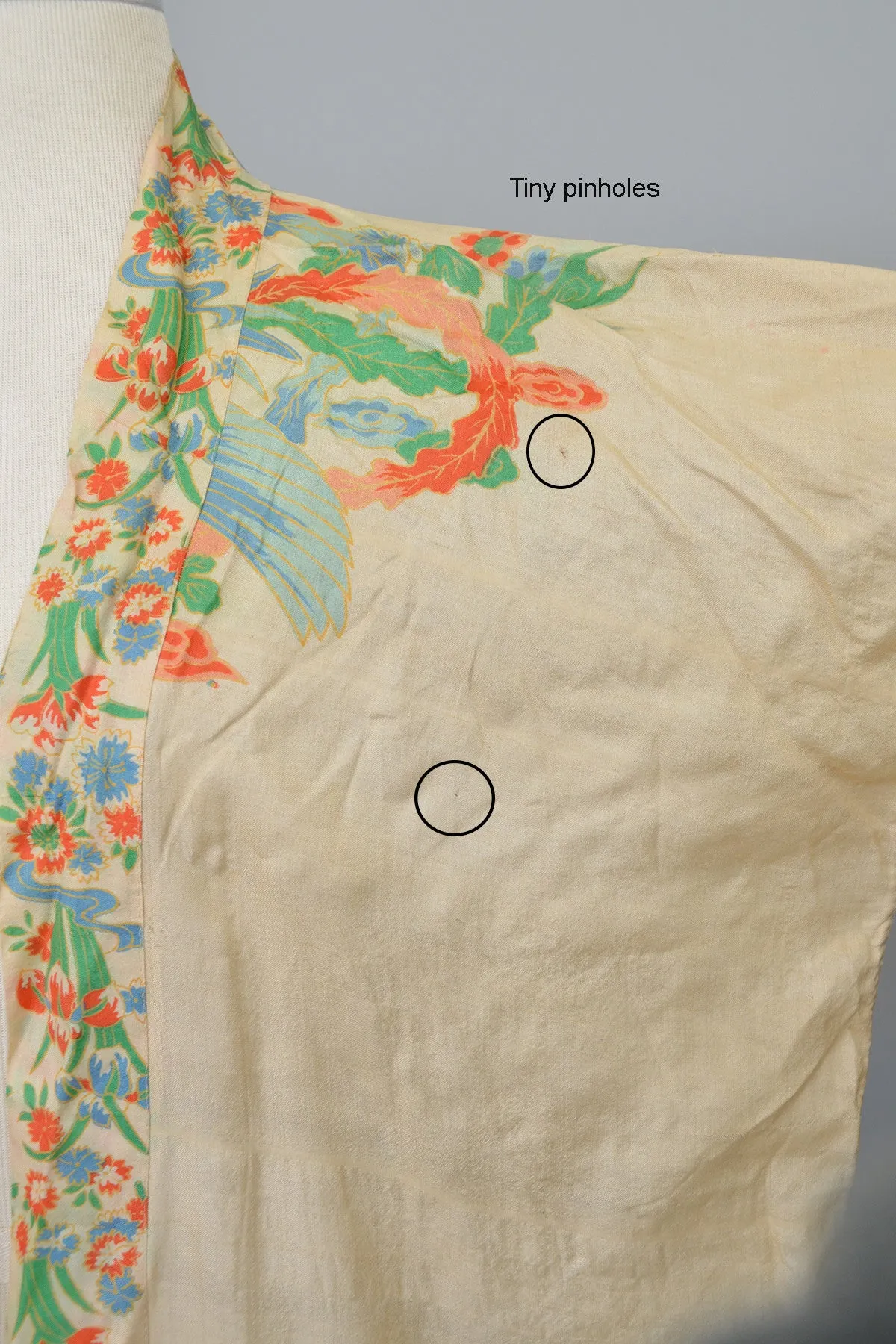 RESERVED 1920s Pongee Silk Kimono Robe Birds