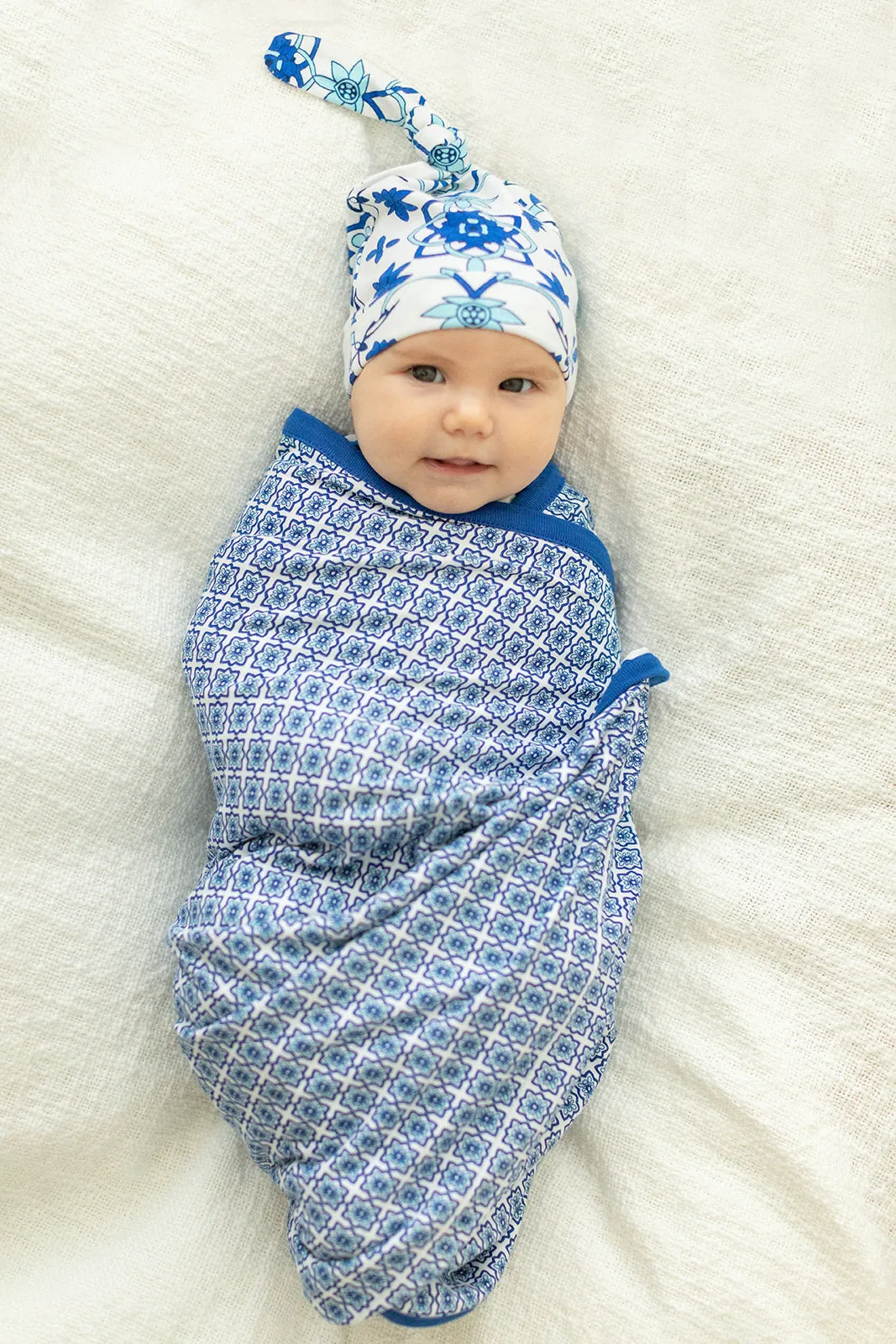 Reversible Ophelia Swaddle Blanket Set and Hat Set