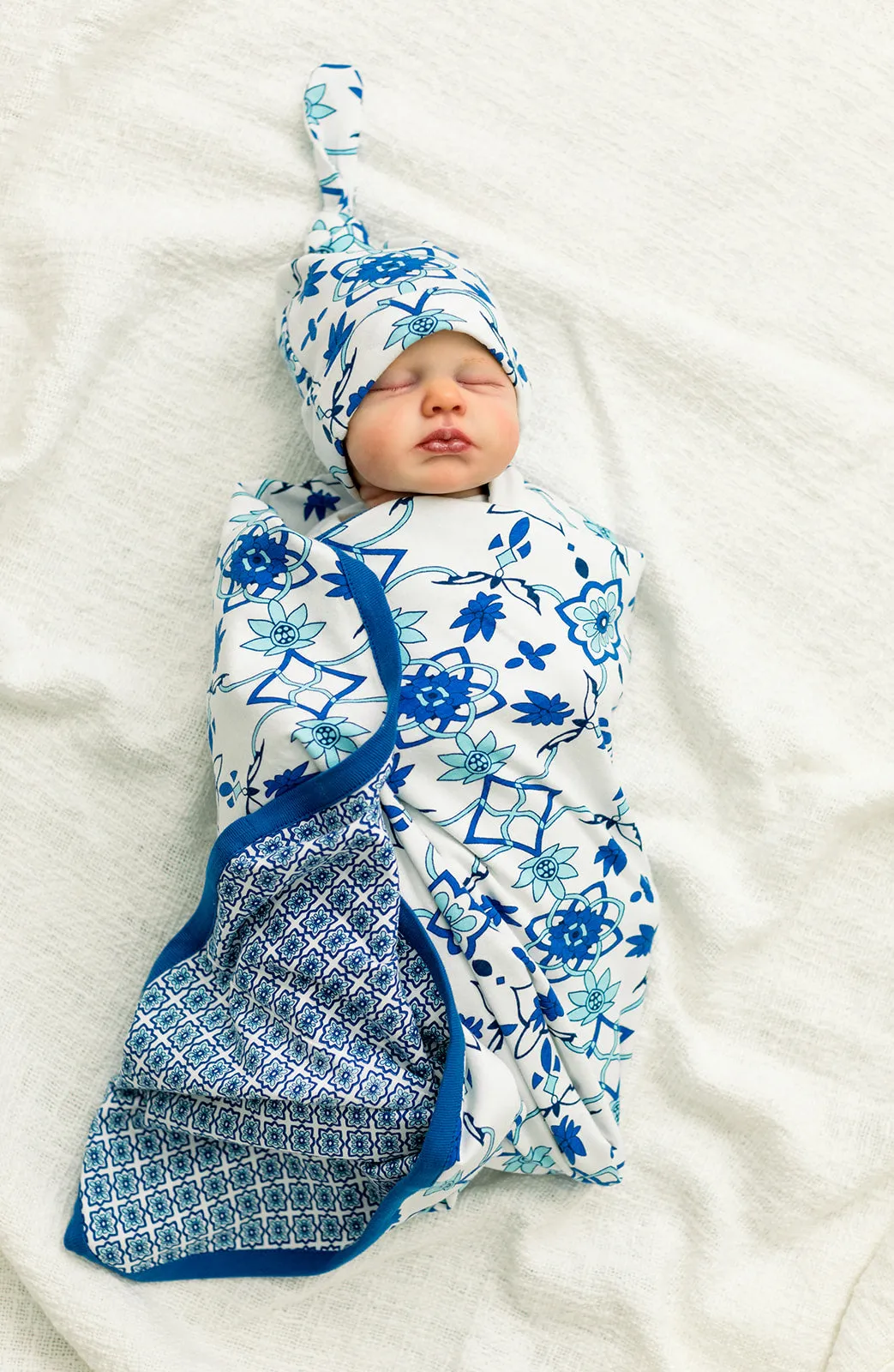 Reversible Ophelia Swaddle Blanket Set and Hat Set