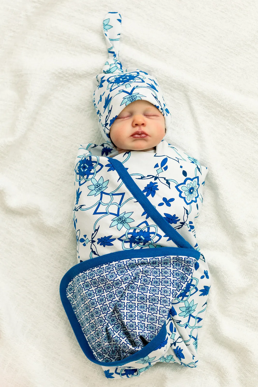 Reversible Ophelia Swaddle Blanket Set and Hat Set