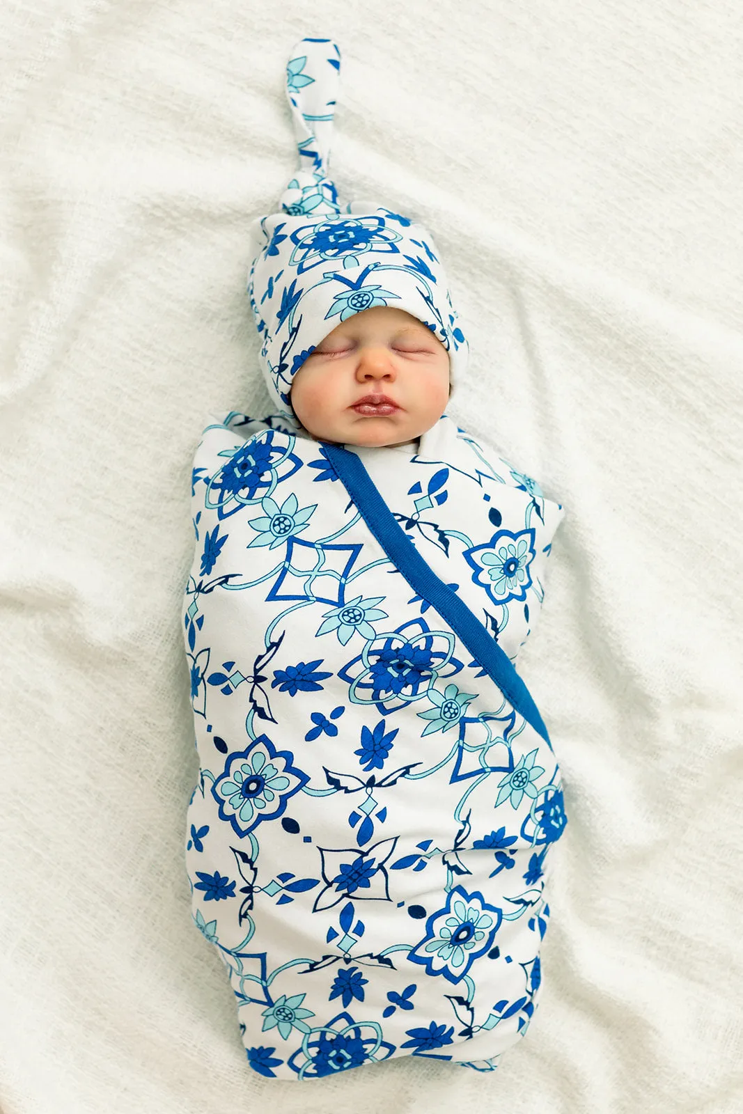 Reversible Ophelia Swaddle Blanket Set and Hat Set