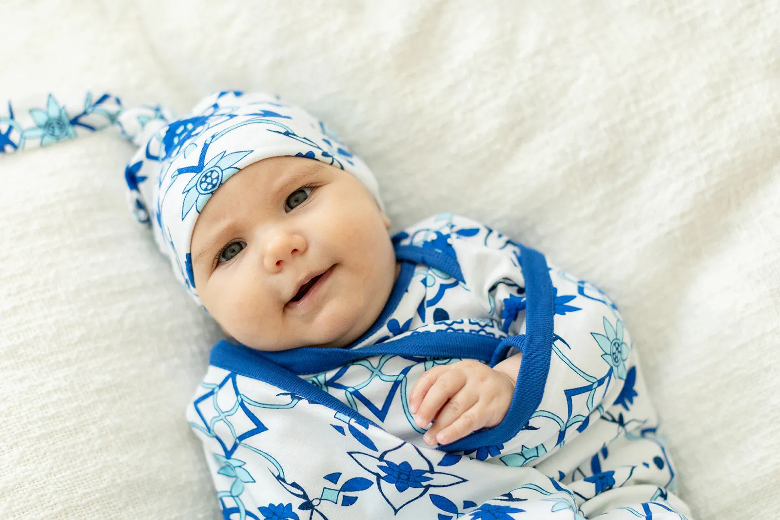 Reversible Ophelia Swaddle Blanket Set and Hat Set