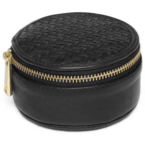 Round jewellery box with braided pattern / 15732 - Black (Nero)