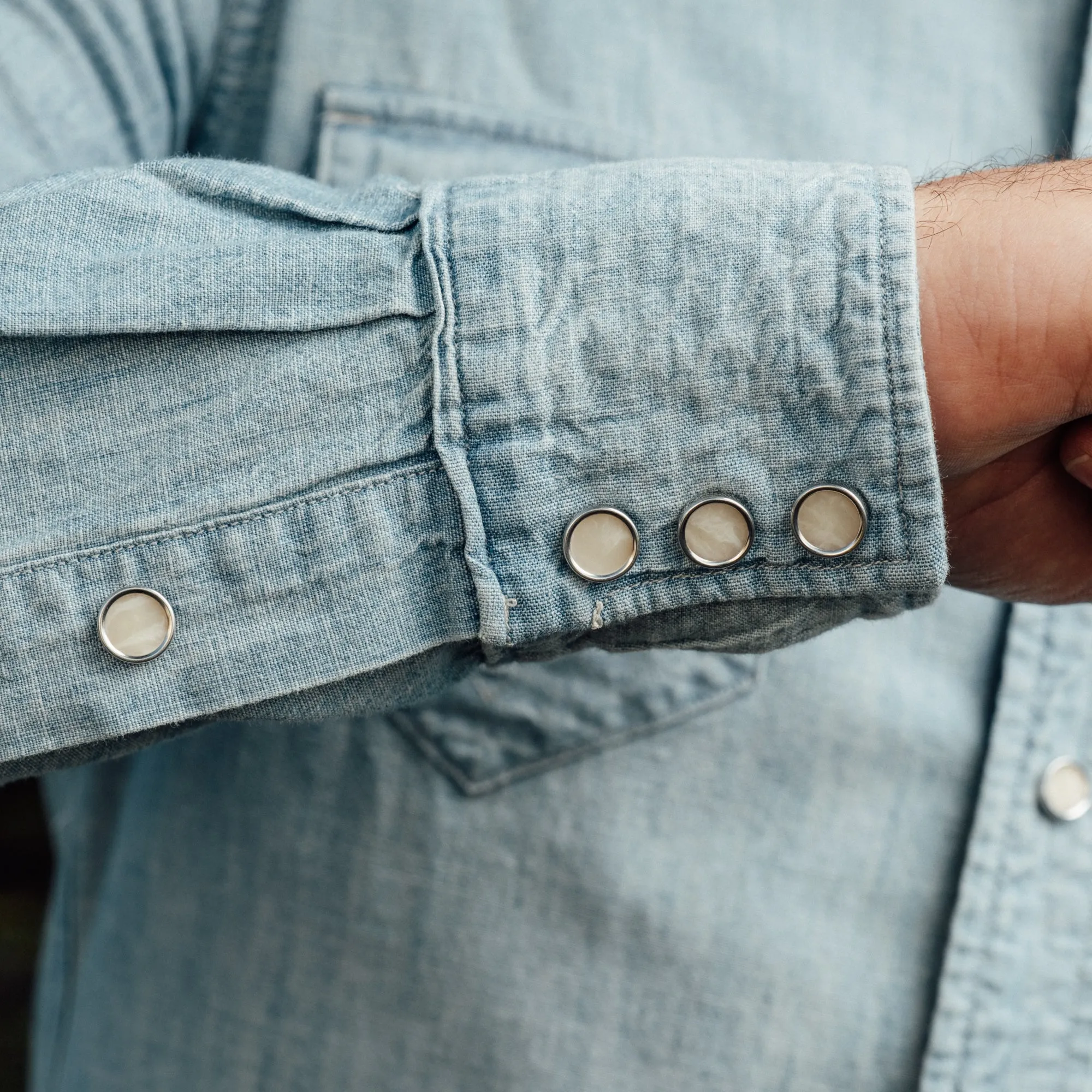 RRL Slim Chambray Western Shirt Davey Wash