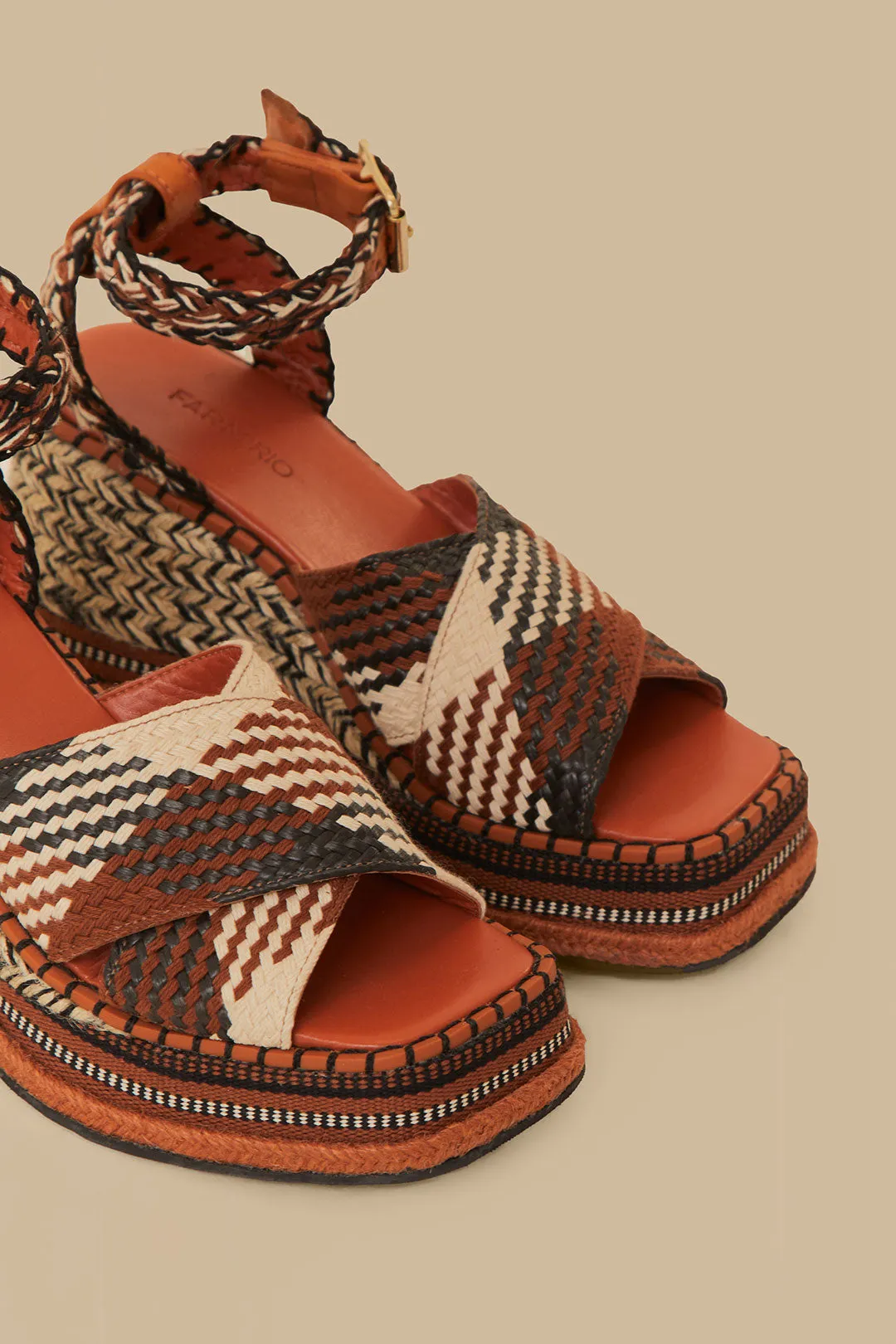 Rust Multi Texture Wedge Sandal