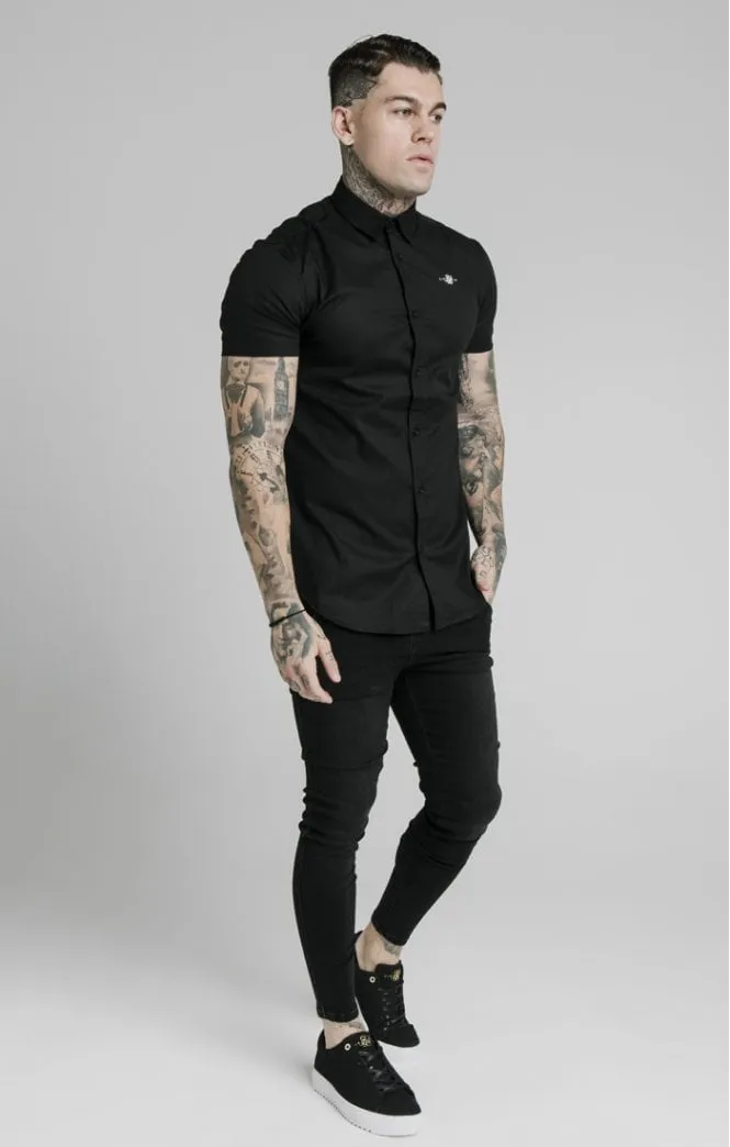 SikSilk S/S Standard Collar Shirt - Black