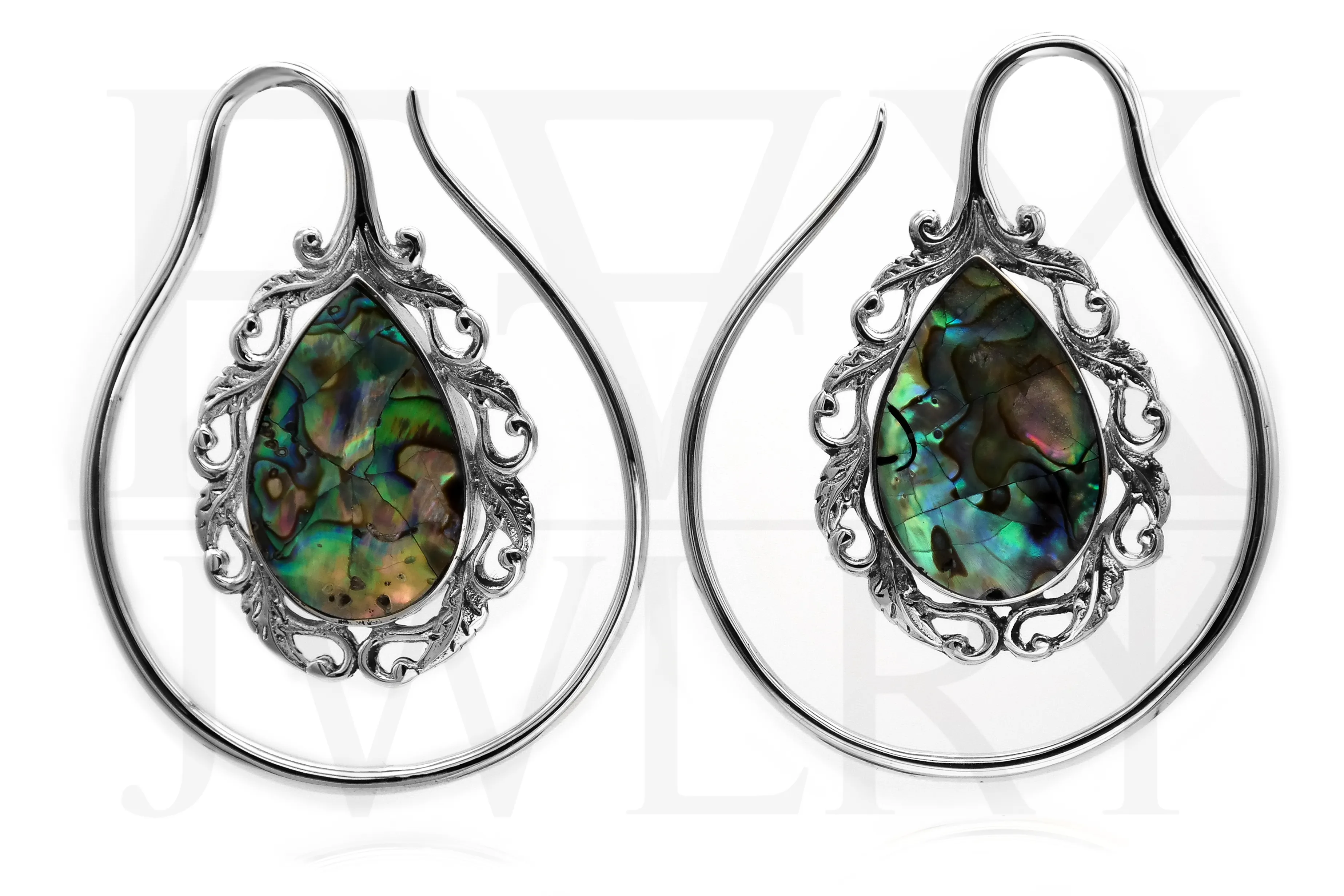 Silver Baroque Abalone Hangers