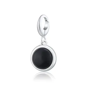 Silver Black Onyx Healing Stone Charm (Protection)