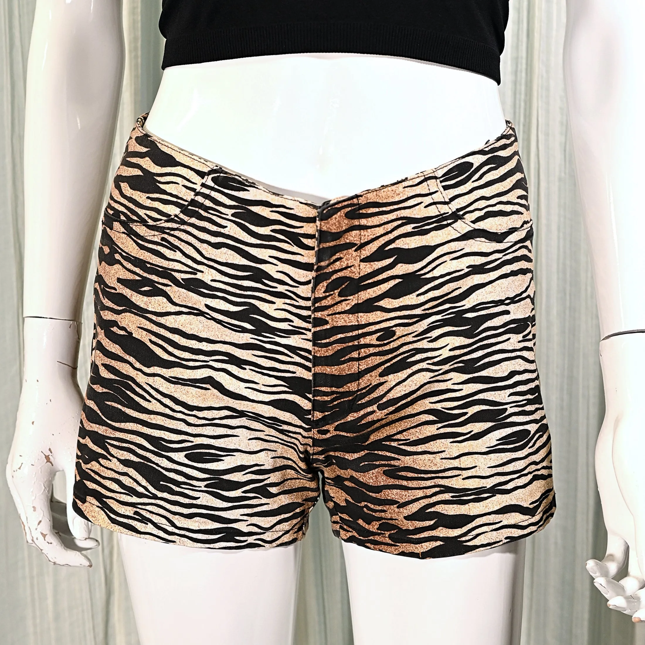 SOLD Paris Blues 90s Zebra Print Short-Shorts, Hot Pants XS