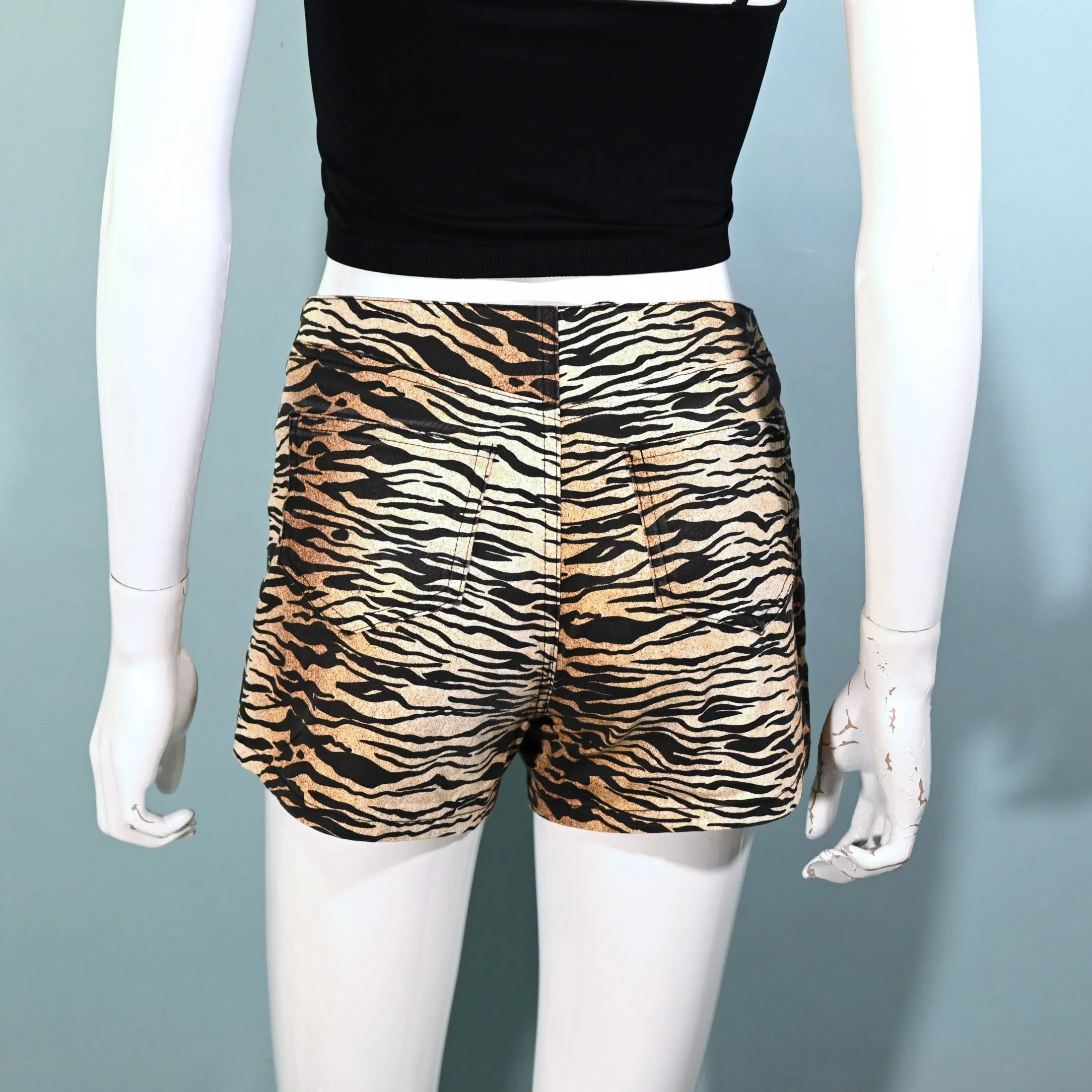 SOLD Paris Blues 90s Zebra Print Short-Shorts, Hot Pants XS