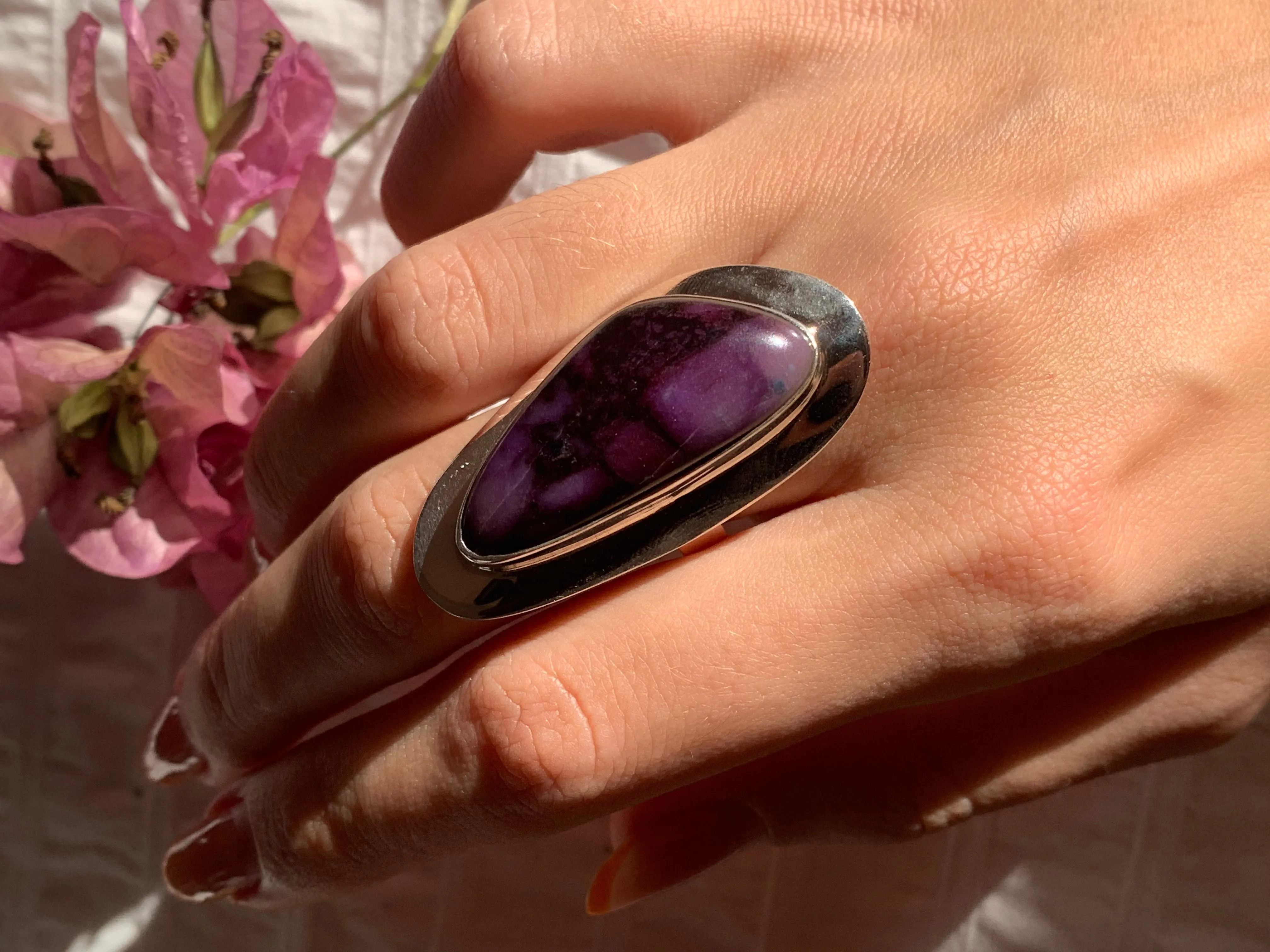 Sugilite Dinah Adjustable Ring - Long Freeform