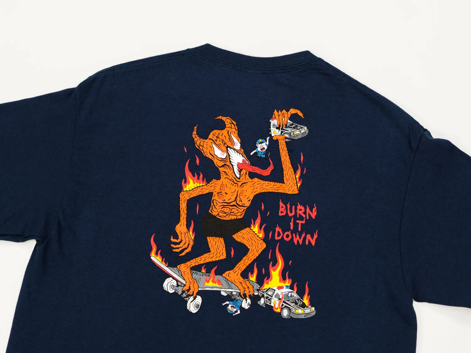 Thrasher Burn It Down T Shirt 'Navy Blue'