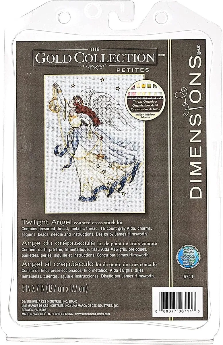 TWILIGHT ANGEL, Counted Cross Stitch Kit, 16 count dove grey Aida, DIMENSIONS, Gold Collection (06711)