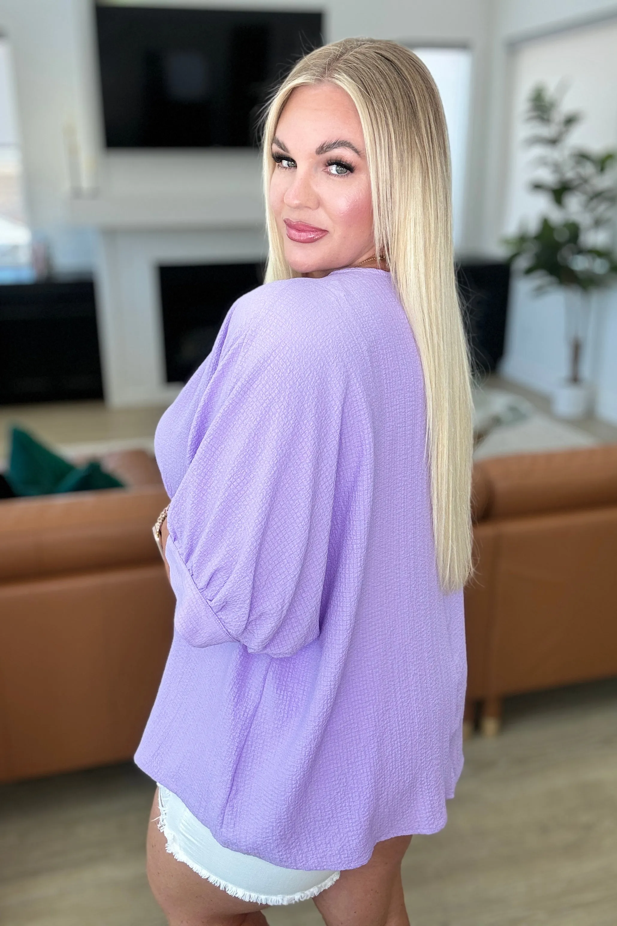 Up For Anything V-Neck Blouse in Lavender