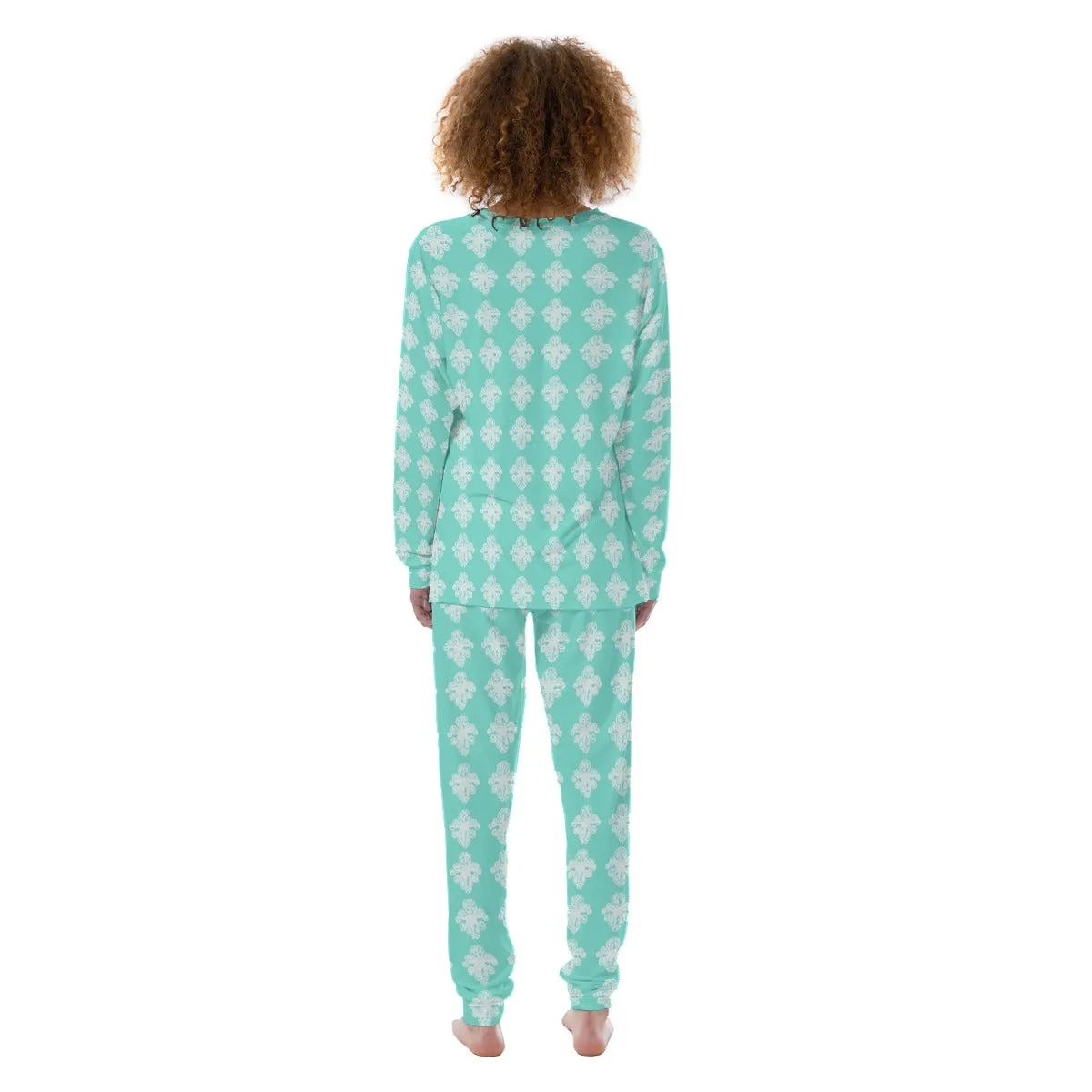 Vampire Art 100% Cotton Retro Turquoise Christmas Snowflakes Women's Pyjama | 190GSM Cotton