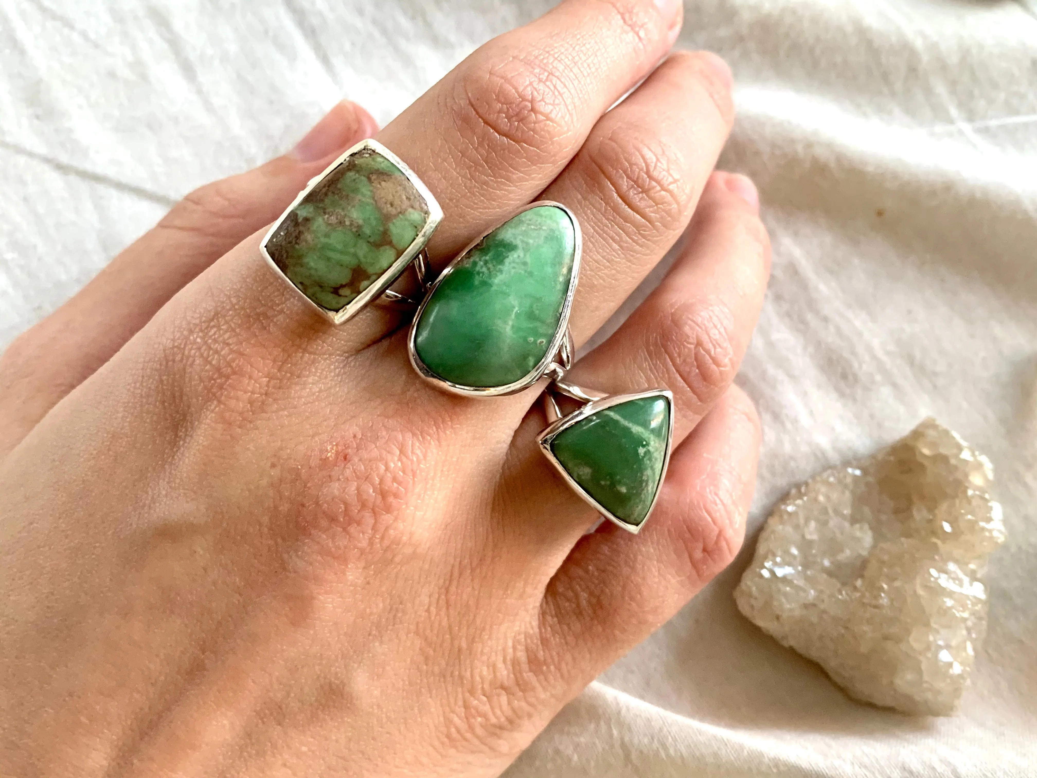 Variscite Akoni Mixed Rings (US 7 & 8)