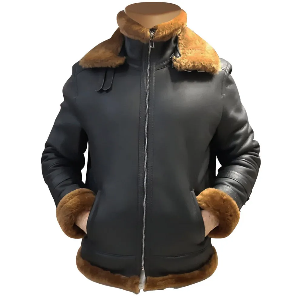 Viktor's black Aviator bomber shearling jacket