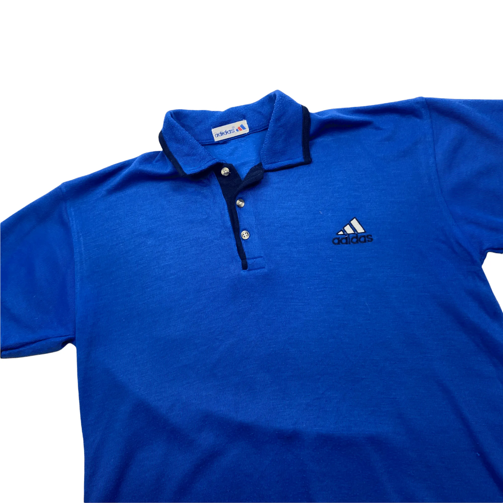 Vintage 90s Blue Adidas Polo Shirt - Large