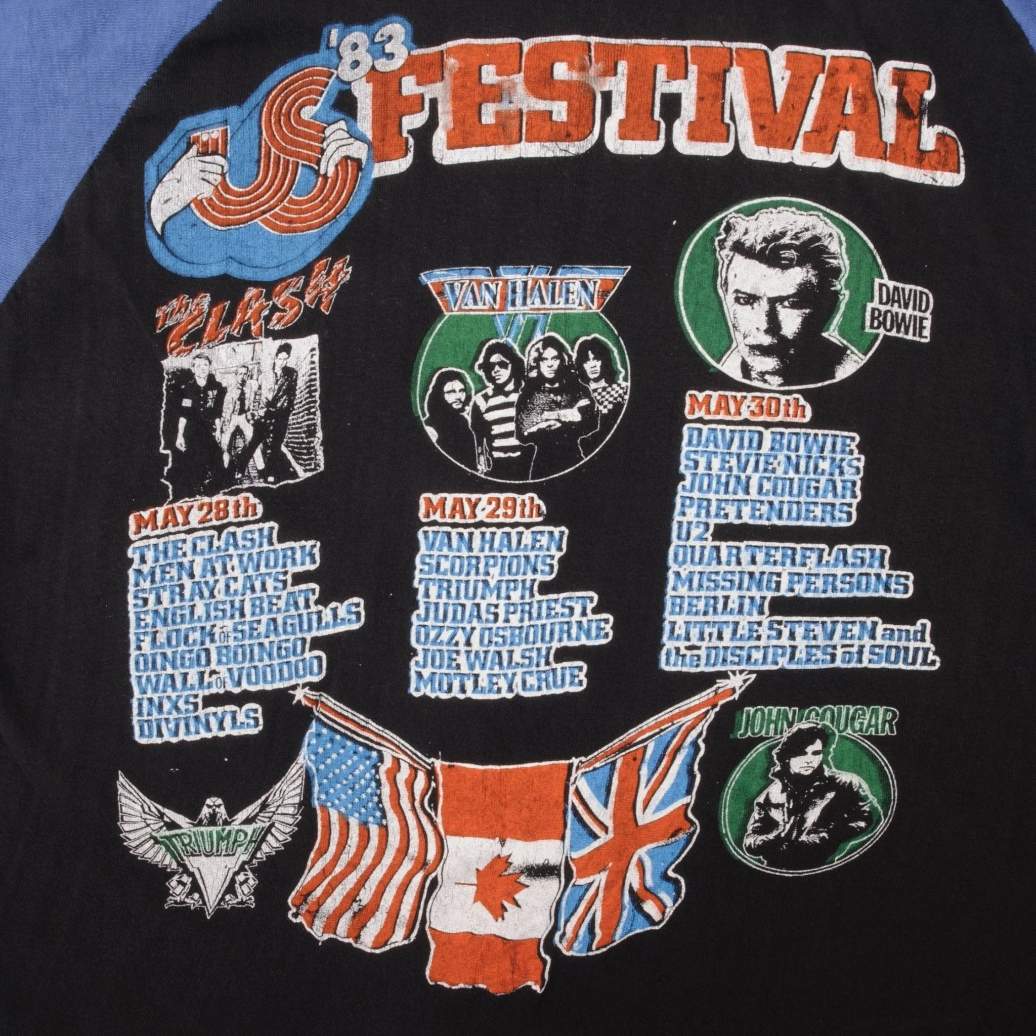 VINTAGE BOOTLEG US FESTIVAL HALF SLEEVE TEE SHIRT 1983 SIZE LARGE MADE IN USA