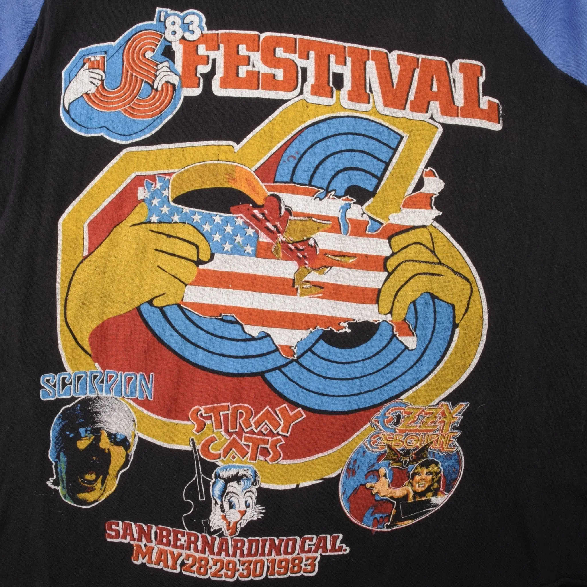 VINTAGE BOOTLEG US FESTIVAL HALF SLEEVE TEE SHIRT 1983 SIZE LARGE MADE IN USA