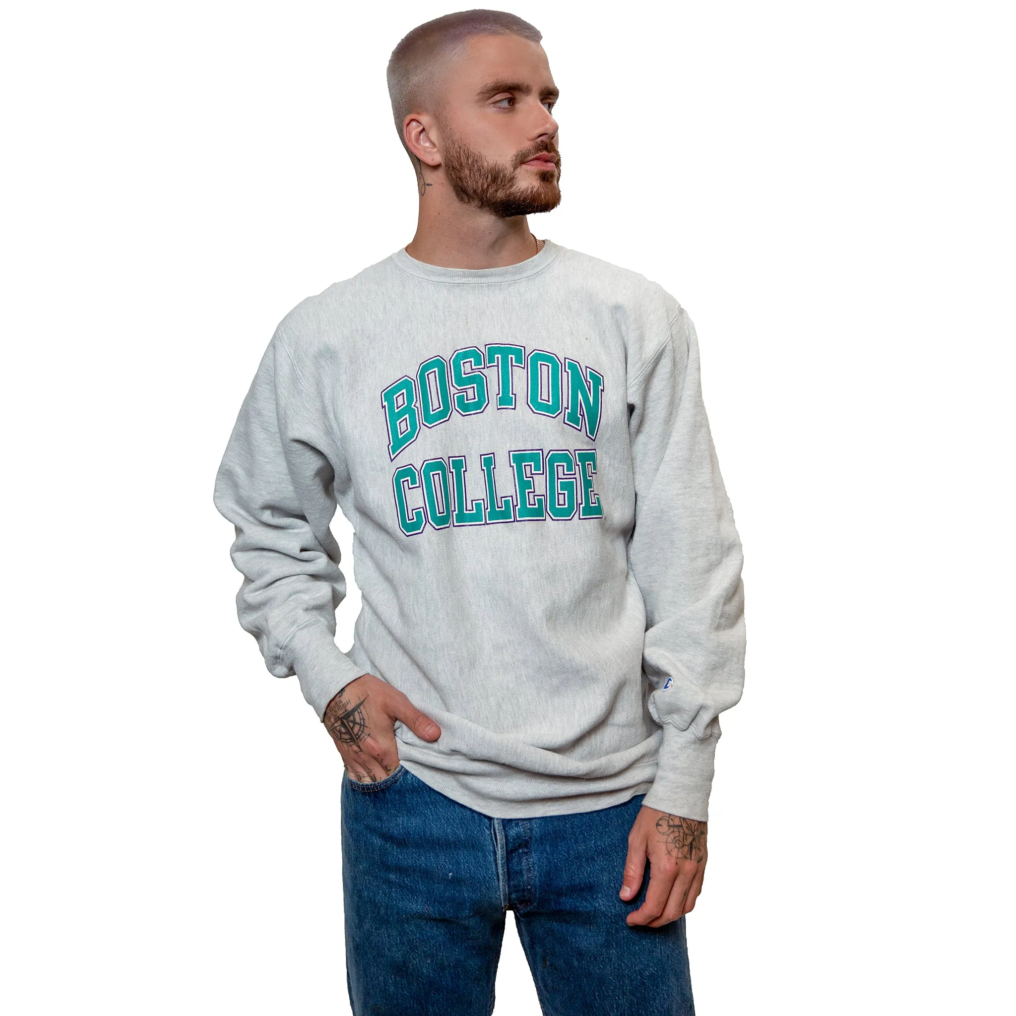 VINTAGE CHAMPION REVERSE WEAVE BOSTON COLLEGE SWEATSHIRT 1990S 2XL MADE USA