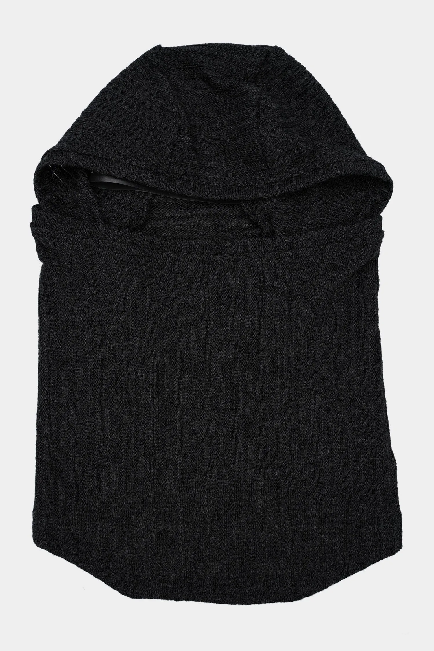 Wide rib knit balaclava, Black