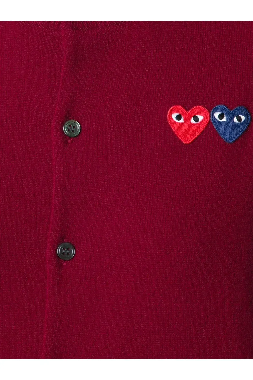 Women's Red & Blue Heart Crew Neck Play Cardigan