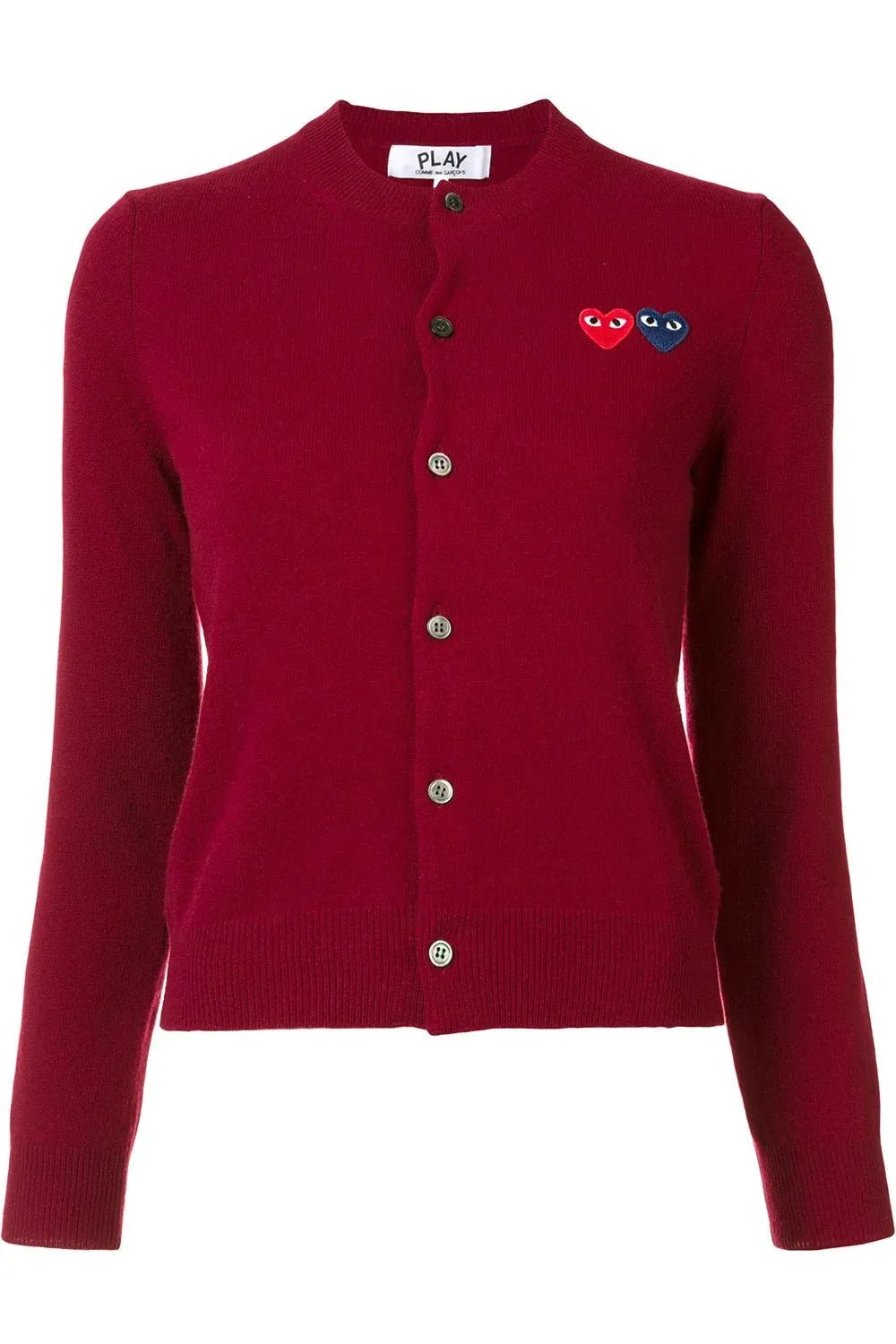 Women's Red & Blue Heart Crew Neck Play Cardigan