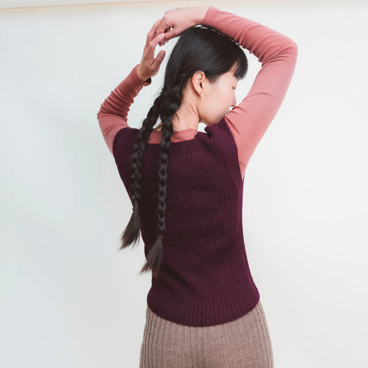 Women's Rico Vest - 100% Baby Alpaca - Aubergine (S-L)