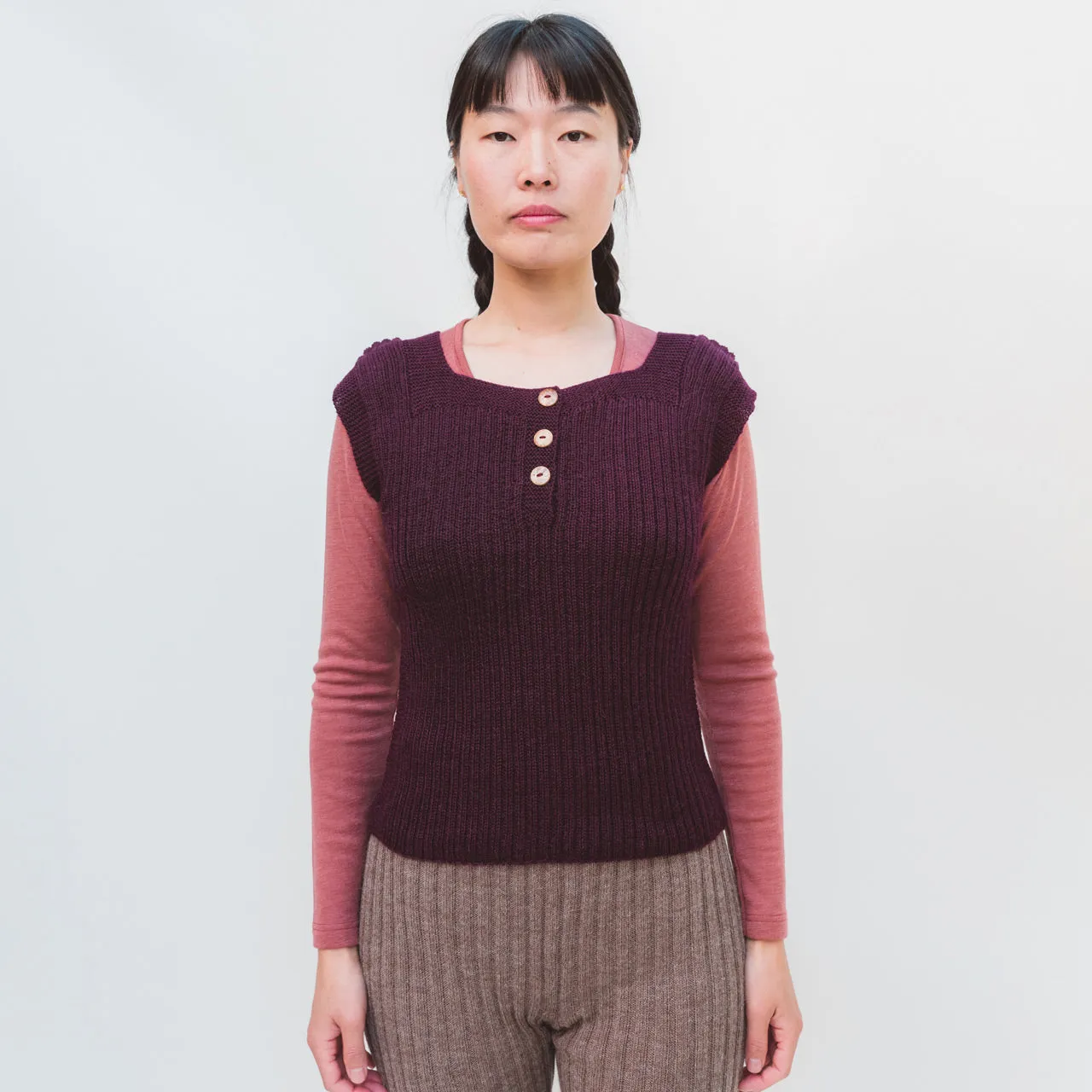 Women's Rico Vest - 100% Baby Alpaca - Aubergine (S-L)