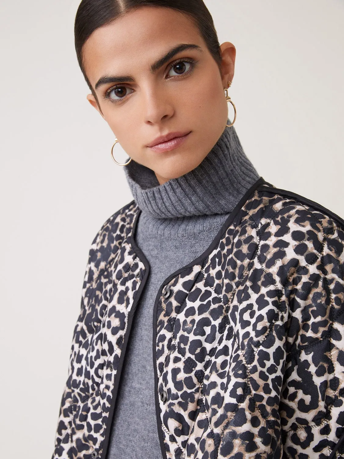 Woven Manteau Evan Quilted Leopard Jacket