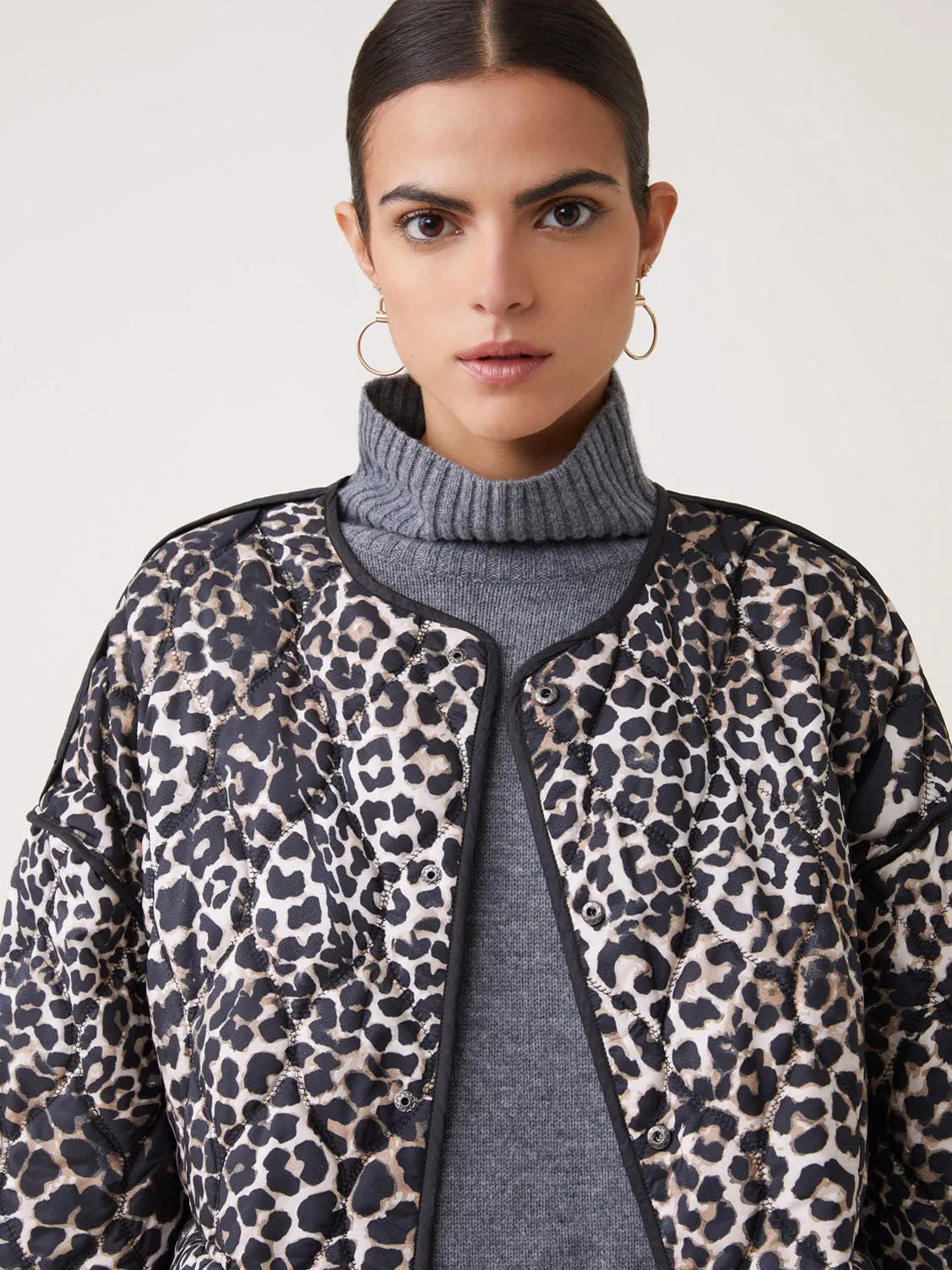 Woven Manteau Evan Quilted Leopard Jacket